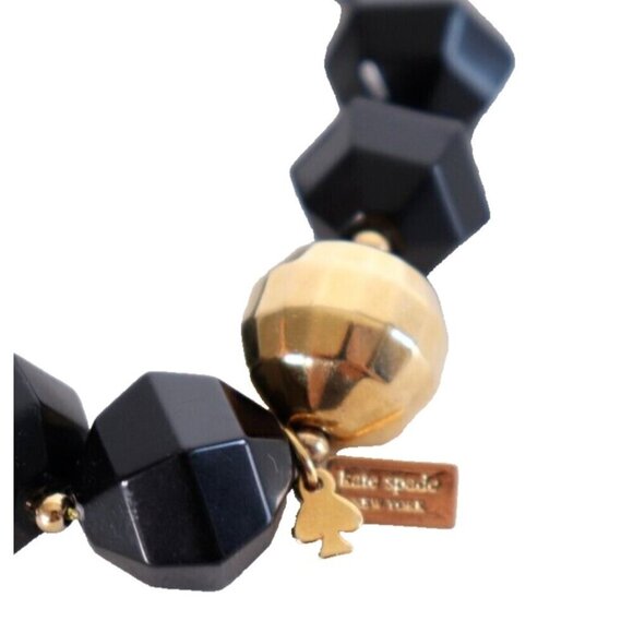 Kate Spade Women's Black Gold Beaded Bracelet Plastic Beads Stackable Stretch - Picture 3 of 5